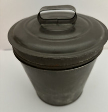 Vintage Primitive Tin Cake Mold Steamed Pudding Mold w/Lid picture