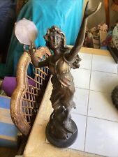 100% Solid Real Bronze Sculpture Dancer with Tambourine 20” Height picture