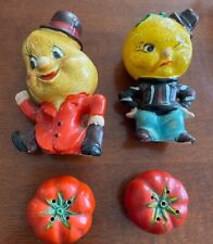 1950’s Japan 2 MCM Anthropomorphic Pear Man Lemon Man + Tomatoes Salt Shakers picture