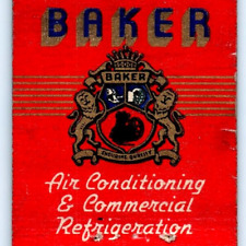 c1940s Kansas City, MO Baker Ice Machine Matchbook Cover Air Conditioning C36 picture