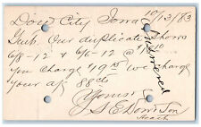 1883 S.E. Dow & Son Dow Lumber WJ Young & Co. Dow City IA Clinton IA Postal Card picture