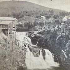 Antique 1870s Logging Mill Bartlett New Hampshire Stereoview Photo Card V1713 picture