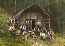 Woodcutters in front of the lodge Northern Styria Hand-colored lan- Old Photo picture