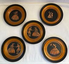 5 Vintage Decorative Tin Wall Plates Wall Decor Romantic Waltz Dance Each 8” picture