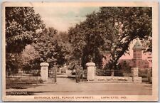 Vintage Entrance Gate Perdue University Lafayette In Indiana Postcard DB picture