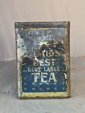 Rare Vintage Braids Best Blue Label 1 lb Tea tin can Braid Tuck and Co picture