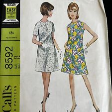 Vintage 1960s McCalls 8592 Mod French Dart A-Line Dress Sewing Pattern 12 XS CUT picture