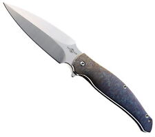 Two Sun Folding Knife Color Titanium Handle D2 Dagger Plain Edge TS248-Color picture