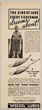 1936 Print Ad Baby Weezel Feathered Minnow Fishing Lures S & S Products Lima,OH picture