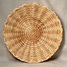 Vintage Hand Woven Sweet Grass Shallow Basket Bread Fruit picture
