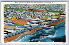 1940-50's OCEAN CITY NJ BIRD'S EYE VIEW MUSIC HALL BEACH VINTAGE LINEN POSTCARD picture