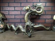 Lot of 2 Vintage Large Brass Dragon Statue Sculpture picture