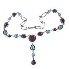Randall Endito Navajo Waterweb Turquoise and Spiny oyster sterling Lariat neckla picture