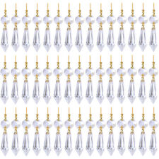 40X Clear 38mm Crystal Chandelier Lamp Icicle Prisms Hanging Gold House Pendant picture