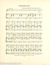 HARVARD UNIVERSITY Original Antique Song Sheet c1906 