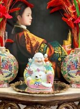 Chinese Statue  of Laughing Buddha Figurine Beautiful Vintage Colorful Decor picture