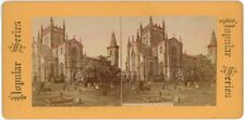 c1900's Hand Tinted Real Photo Stereoview Card Dunfermline Abbey Scotland picture