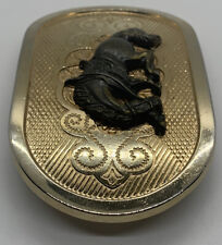 Vintage Western Belt Buckle Black Stallion Horse with Gold Tone picture