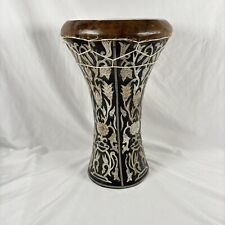 Doumbek Darbuka Drum Handcrafted Wood Shell Animal Skin Pearlescent Inlays 10.5” picture