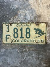 Vintage 1958 Colorado License Plate Skier Number Tag picture