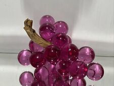 RARE VINTAGE LUCITE Dark Pink EXTRA LARGE GRAPE CLUSTER ON DRIFTWOOD picture