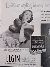 Elgin Watch Print Ad Original Vtg 1948 Rosalind Russell Elgin IL  picture