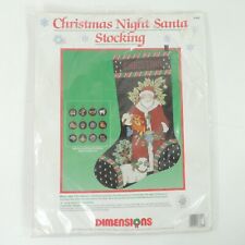 VTG Dimensions 1990 Counted Cross Stitch Stocking Kit CHRISTMAS NIGHT SANTA picture