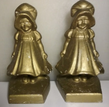 Girl with Sunbonnet Metal Bookends Nuart Creations Kate Greenaway 1930's picture