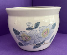 Vintage Chinese White Floral Flower Fish Bowl Planter Pot 6” SALE picture