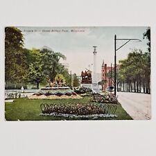 ANTIQUE PRE-WW1 DB POST CARD FLOWER GARDENS AT GRAND AVENUE PARK MILWAUKEE, WI picture