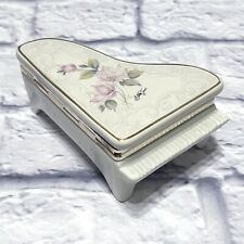 Piano Shaped Trinket Box Hinged Lid Europa Bomboniere Floral Vintage picture