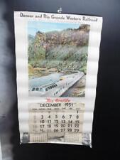 1951 Denver Rio Grande Western Railroad Wall Calendar California Zephyr Vintage picture