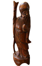 Rare Antique Hand Carved Wood Statue Of An Old Man-Longevity God. Shou Lao Xing. picture