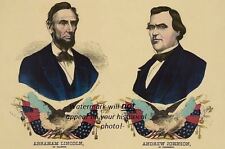 1864 Abraham Lincoln Campaign Sign PHOTO Ad, Andrew Johnson Republican President picture