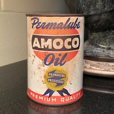 Vintage 1 Quart Permalube Amoco Motor Oil Tin Can American Oil Co. Petroliana picture