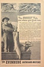 Evinrude Outboard Motors Milwaukee WI Find Big Fish Vintage Print Ad 1945 picture