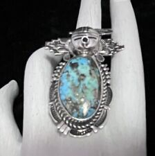 Bennie Nation Navajo Turquoise Kachina Maiden Ring #138 SIGNED picture