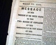1865 Andrew Johnson w/ Abraham Lincoln Assassination State of the Union Address picture