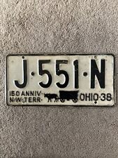 1938 Ohio License Plate - J 551 N - Nice Oldie picture