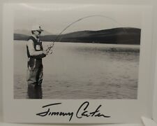 Jimmy Carter Fly Fishing Signed Full Signature 8x10 Photo picture
