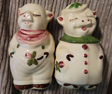 Vintage Shawnee Smiley & Winnie Pig Salt Pepper Shakers Large 5 inches picture