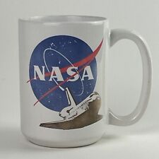 NASA Retro Vintage Space Shuttle White Coffee Mug with Red Blue Logo picture