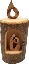 Olive Wood Candle Nativity Decoration Full Branch Section Bark Wooden Flame picture
