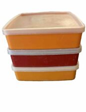 Vintage set of 3 TUPPERWARE 670 harvest colors SQUARE AWAY SANDWICH KEEPER picture