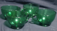 Set of 4 Anchor Hocking Glass Forest Green 6 ounce Pattern #16 Punch/Snack Cup picture