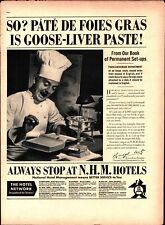 1938 Print Ad N.H.M. Hotels Chef Reading Book Of Permanent Set-Ups E5 picture