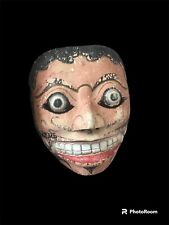 Antique Traditional Indian Painted Wooden Mask With Black Hair picture
