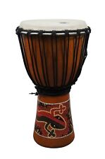 Vintage Toca Hand Percussion Djembe Drum Painted Folk Art Gecko Lizard 12