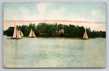 Sailboats Scene Posted 1919 Milwaukee Wisconsin Vintage Postcard picture