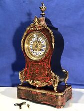 RARE SIZE VINTAGE ANTIQUE FRENCH STRIKES KEY WOUND,CLOCK, WITH OAK BASE picture